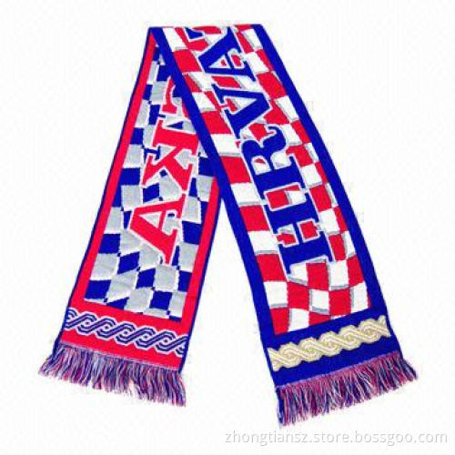 Acrylic Scarf for World Cup, Available in Various Patterns and Designs